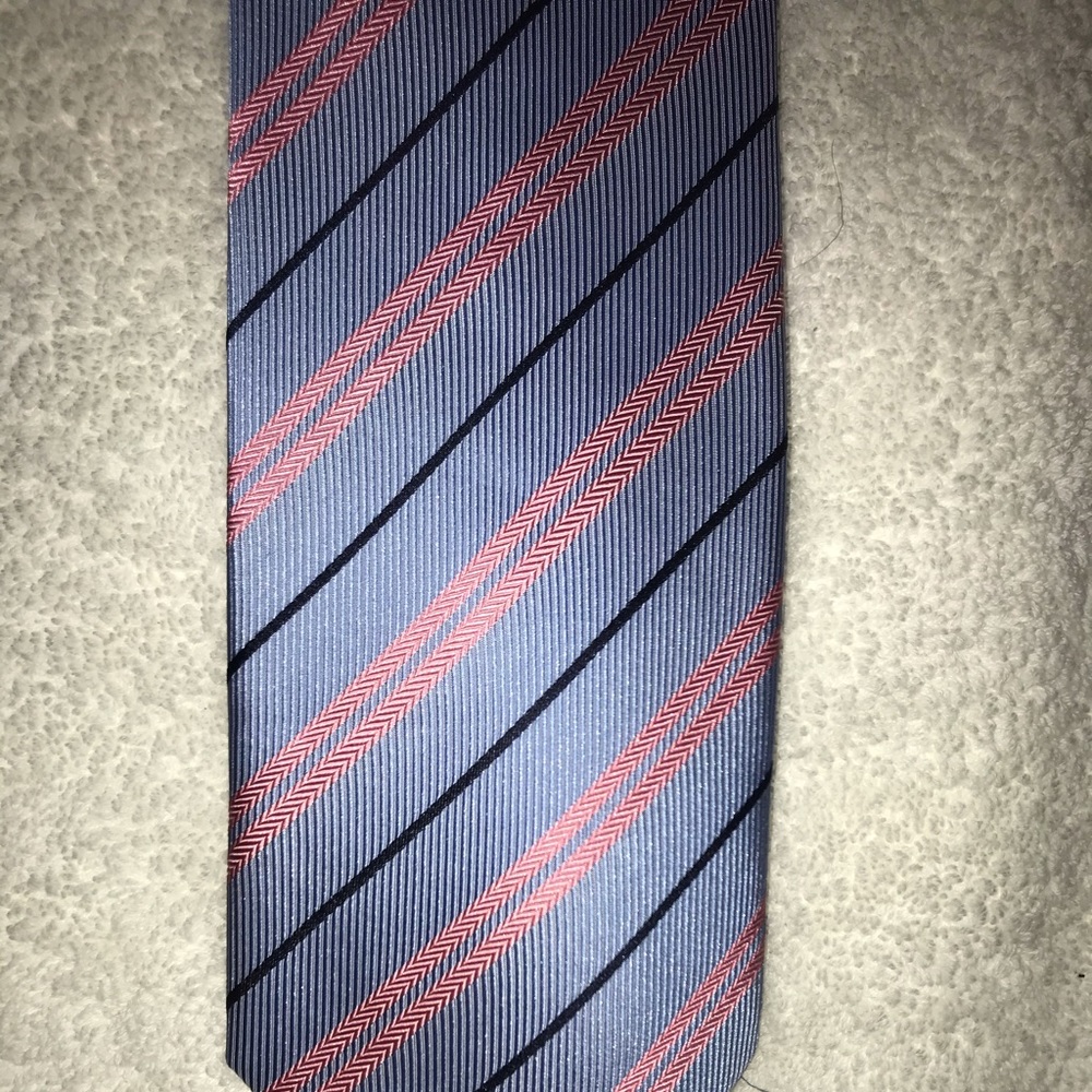 Marco Laurenti hand sewn silk blue & pink rep tie